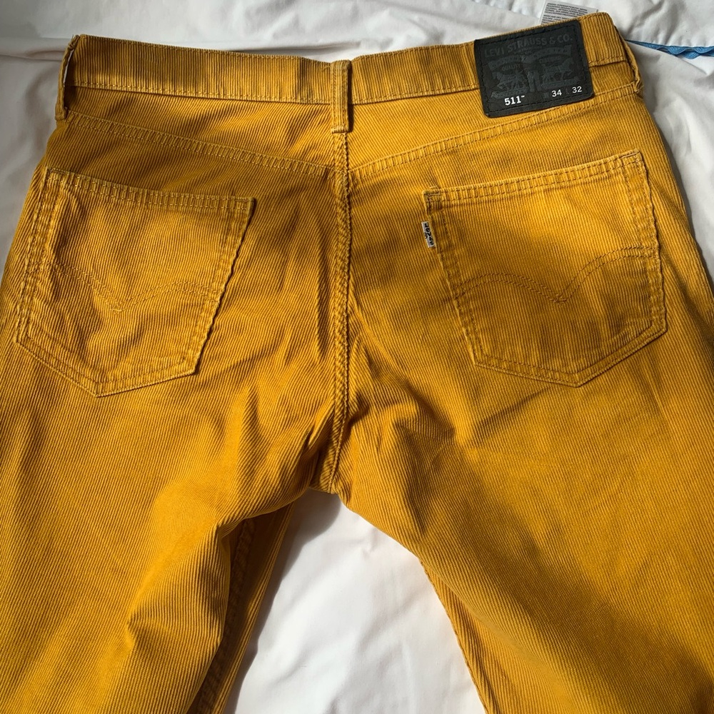 Levi's 511 Skinny Corduroy Jeans 34”X 32” Mustard Golden Yellow